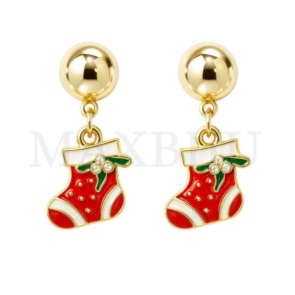 Metal Earrings - Christmas Stocking