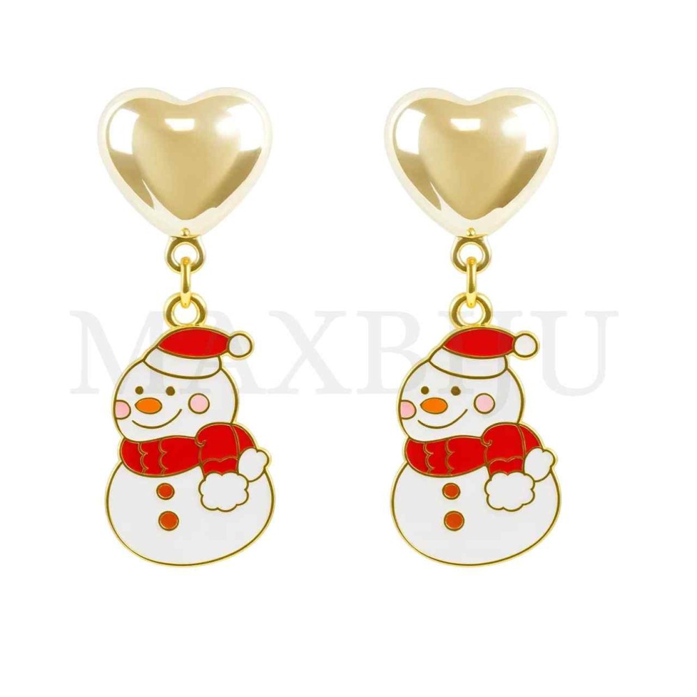 Metal Earrings - Snowman