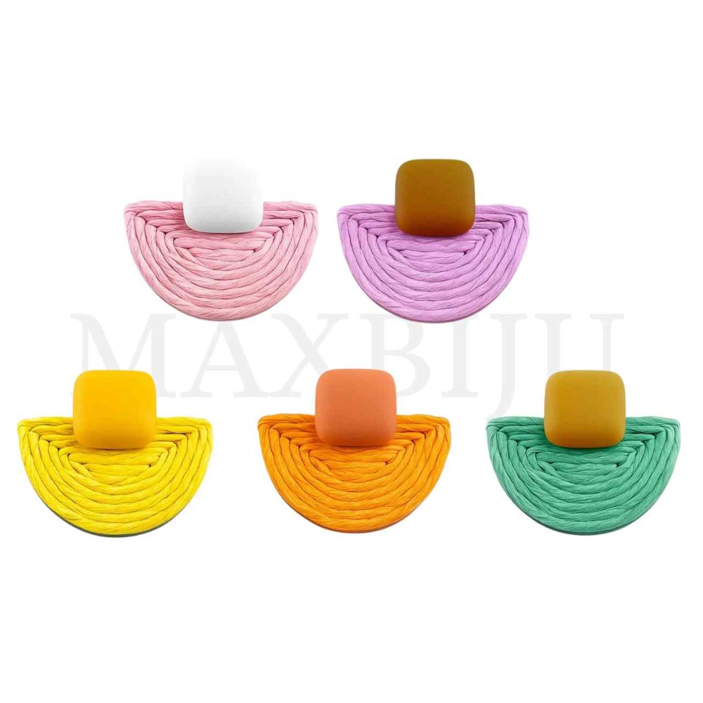 Wood and Raffia Earrings