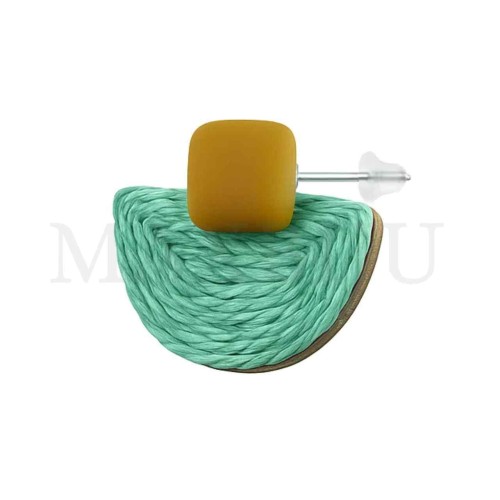 Wood and Raffia Earrings