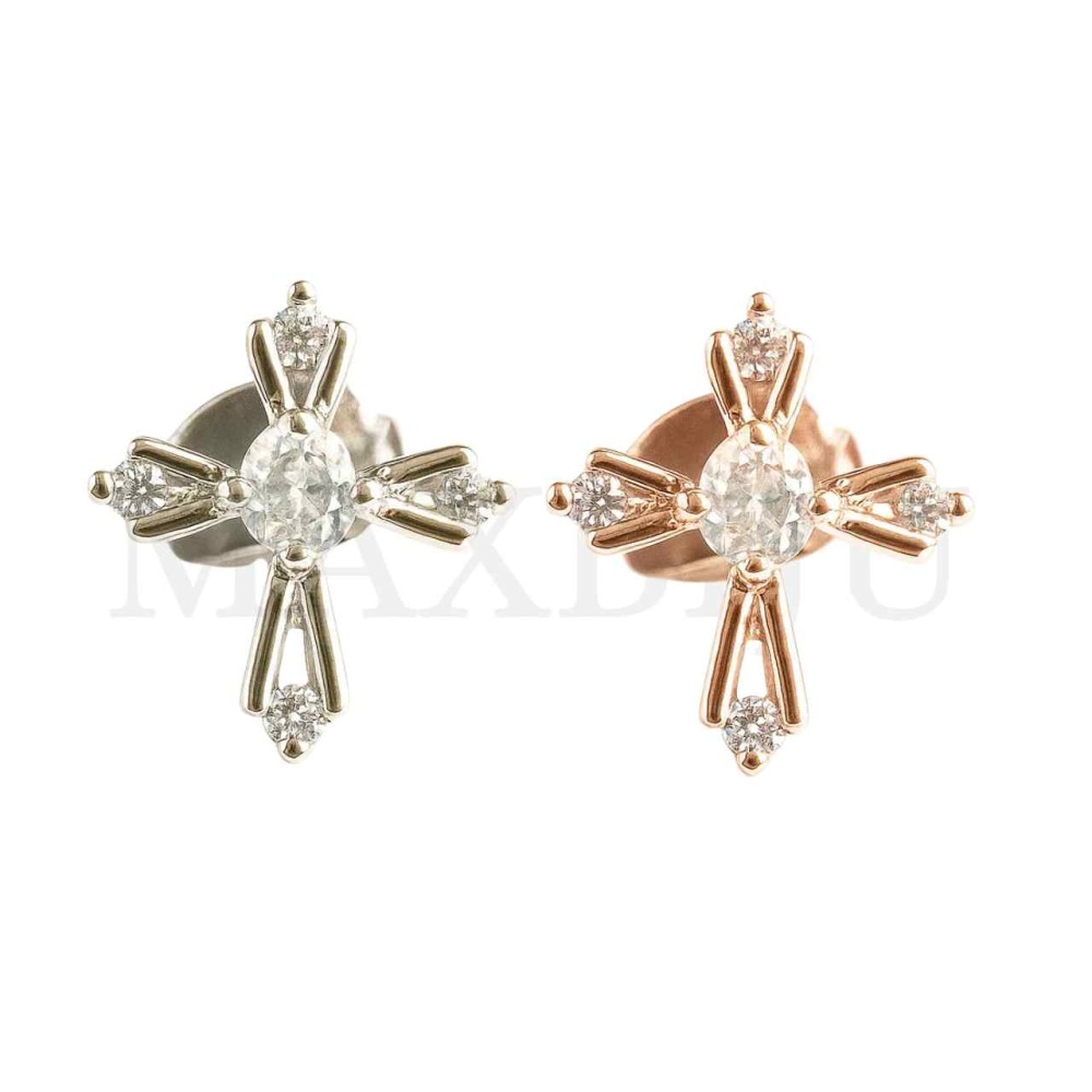 Rhodium Earrings - Cross
