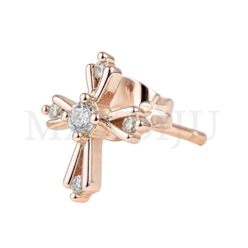 Rhodium Earrings - Cross