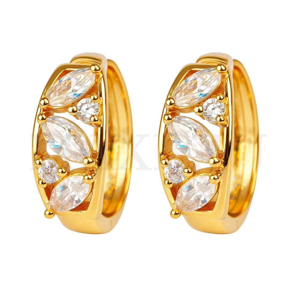 Rhodium Hoop Earrings - Studded