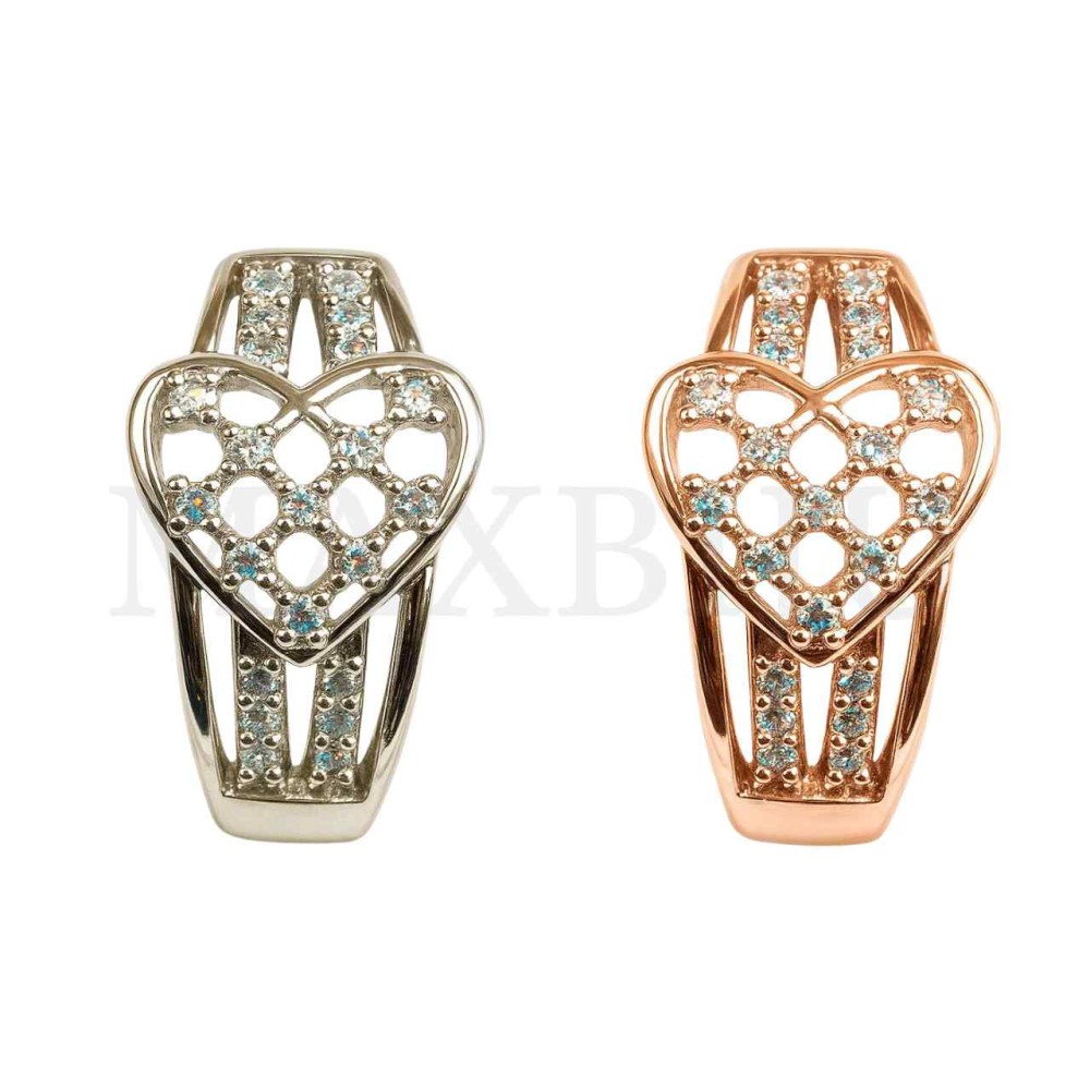 Rhodium Hoop Earrings - Heart