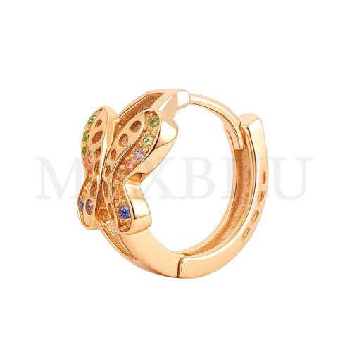 Rhodium Hoop Earrings - Butterfly