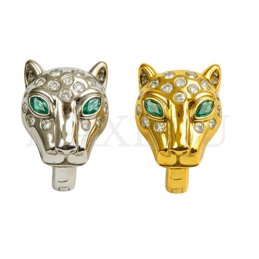 Rhodium Hoop Earrings - Panther