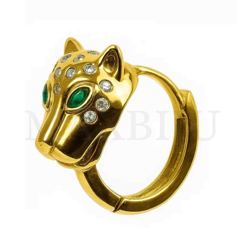 Rhodium Hoop Earrings - Panther