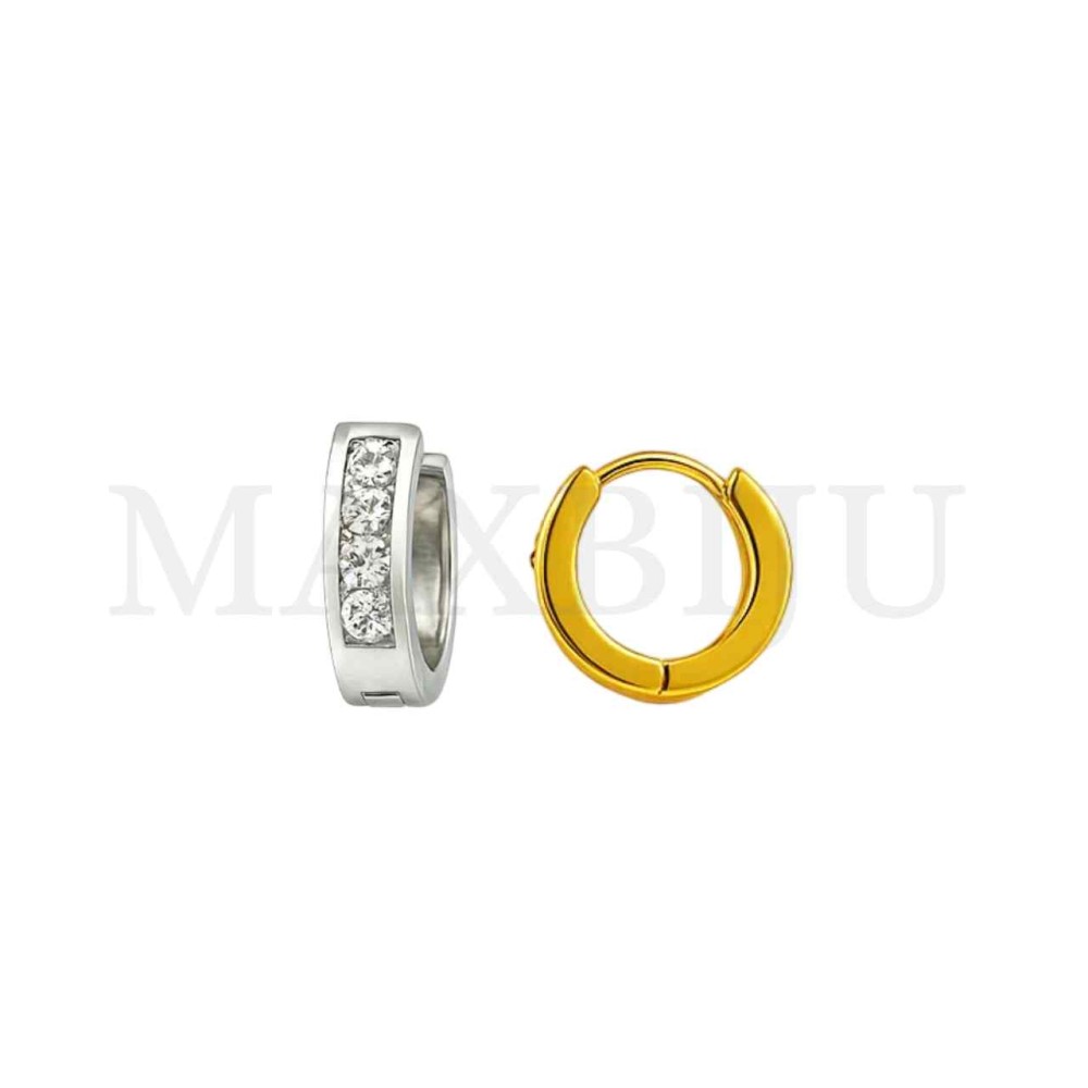 Stainless Steel Zircon Detail Hoop 
3x9mm
