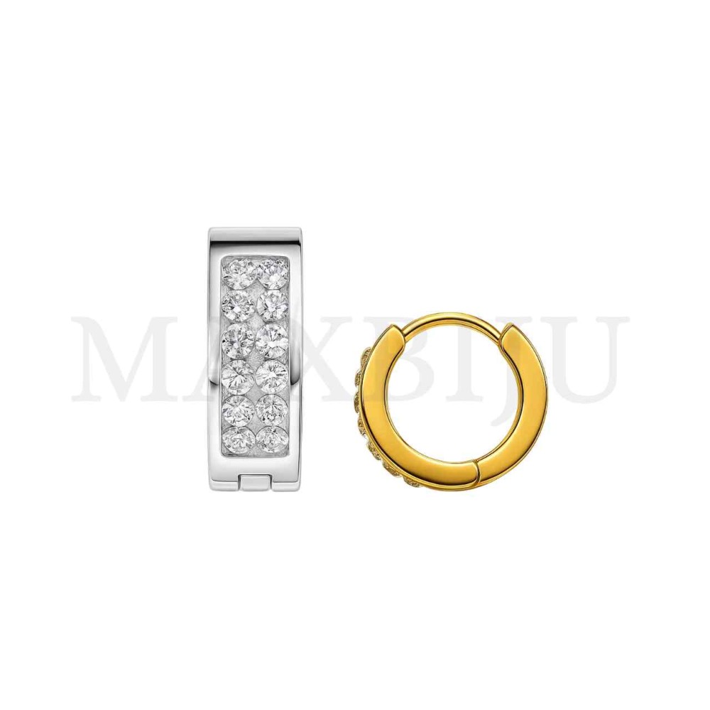 Stainless Steel Zircon Detail Hoop 
4x9mm