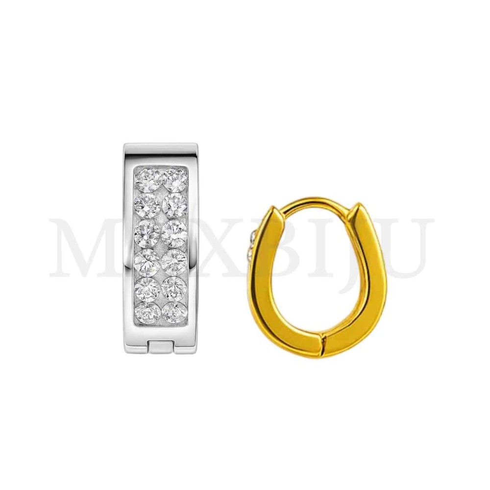 Stainless Steel Zircon Detail Hoop 
4x16mm