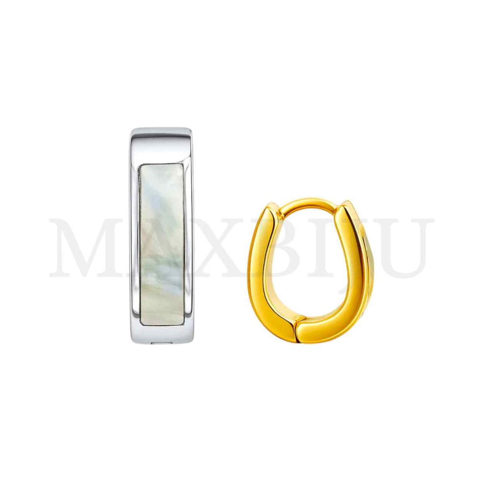 Stainless Steel Nacre Detail Hoop 
4x12mm