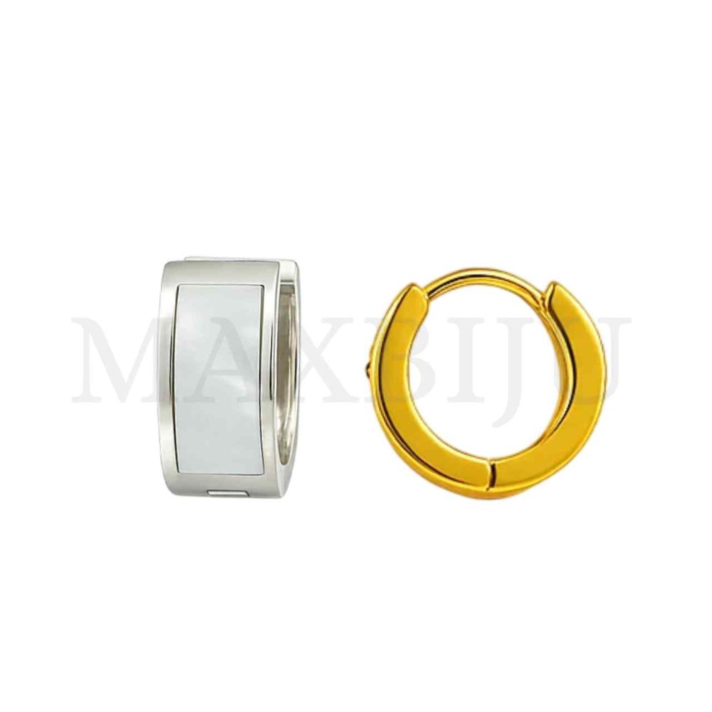 Stainless Steel Nacre Detail Hoop 
7x9mm