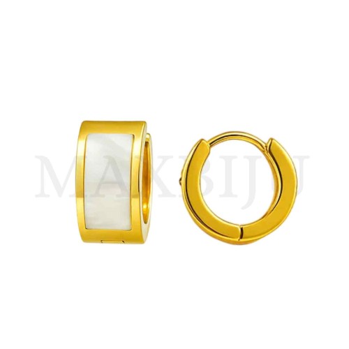 Stainless Steel Nacre Detail Hoop 
7x9mm