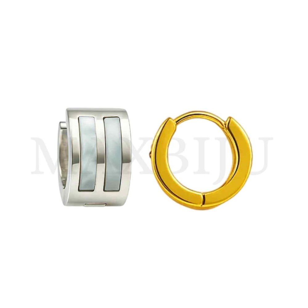 Stainless Steel Nacre Detail Hoop 
7x9mm