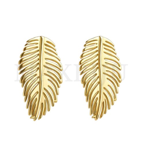 Stainless Steel Leaf Form Earring