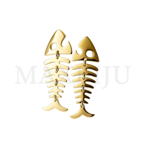 Stainless Steel Fish Skeleton Earrings