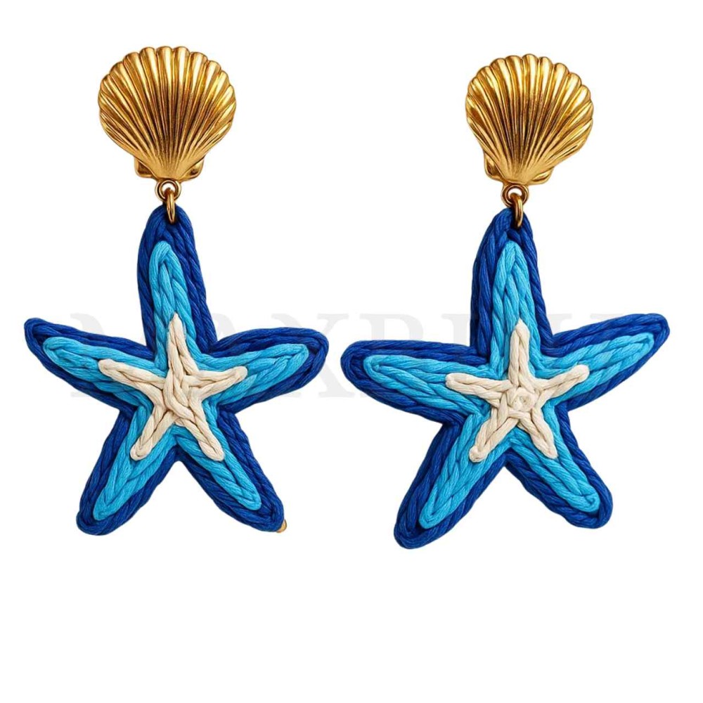 Stainless Steel and Raffia Earring