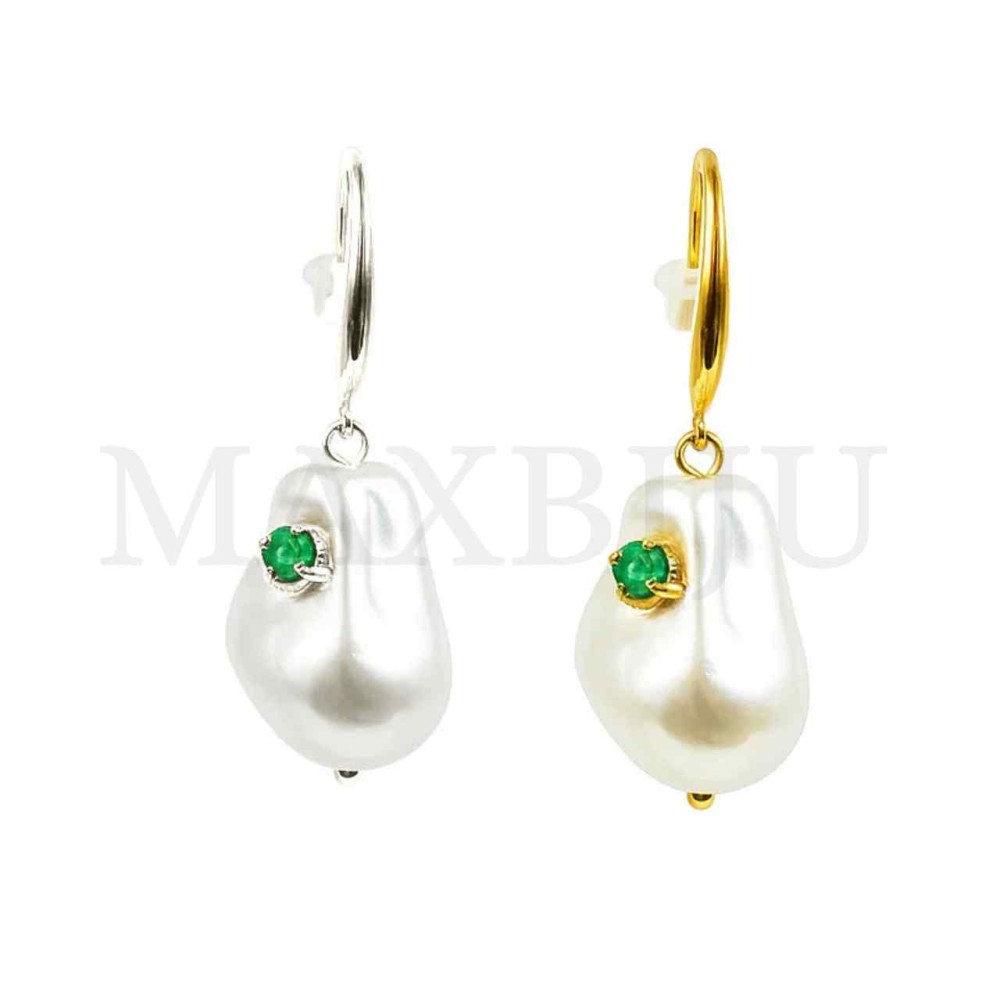 Stainless Steel and Pearl Earrings