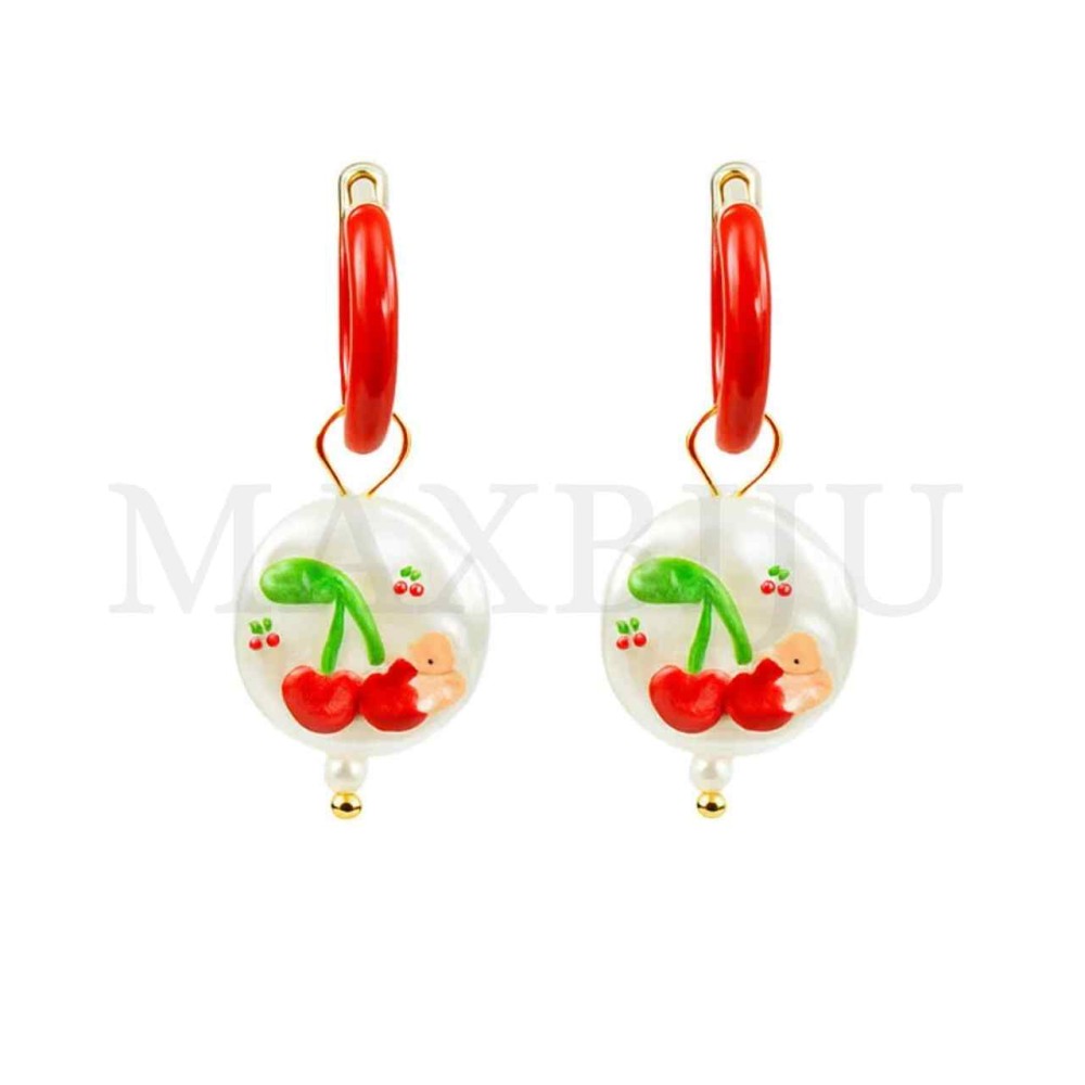 Stainless Steel and Pearl Earrings - Cherry 