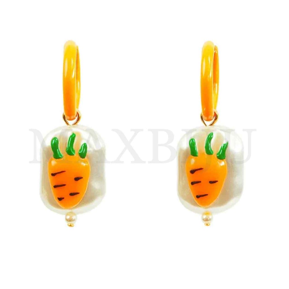 Stainless Steel and Pearl Earrings - Carrot