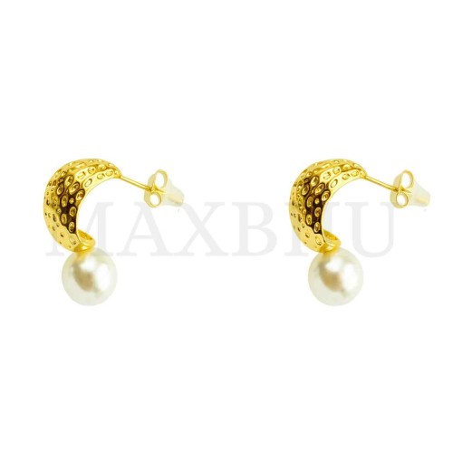 Stainless Steel and Pearl Earrings