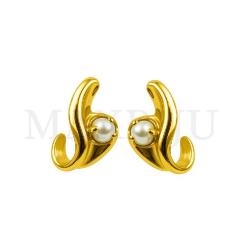 Stainless Steel and Pearl Earrings