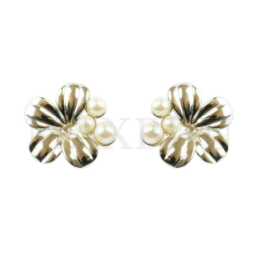 Stainless Steel Flower Earring with Pearls