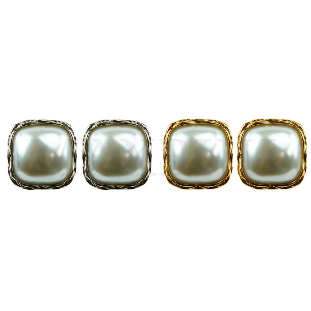 Stainless Steel Spring Clip Pearl Earrings