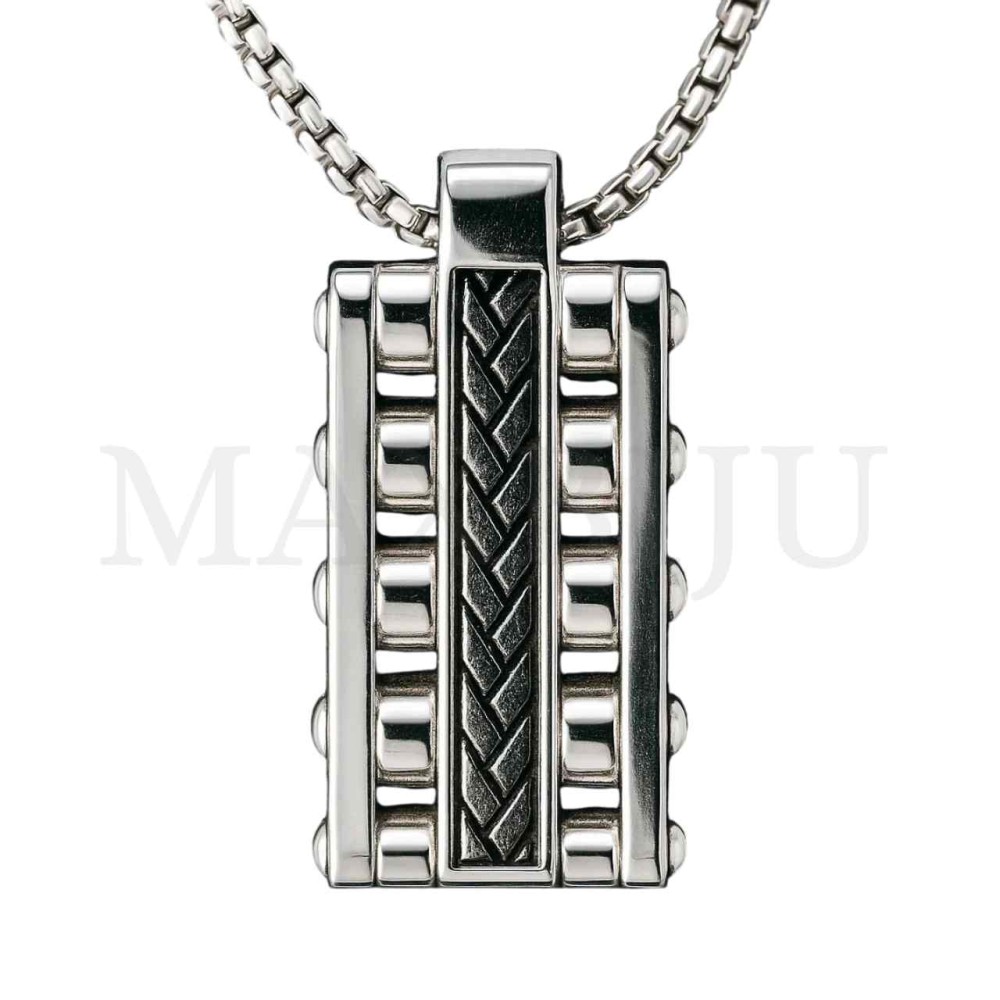 Men Neclace - Stainless 
Steel Simple Pendant 11x25mm
