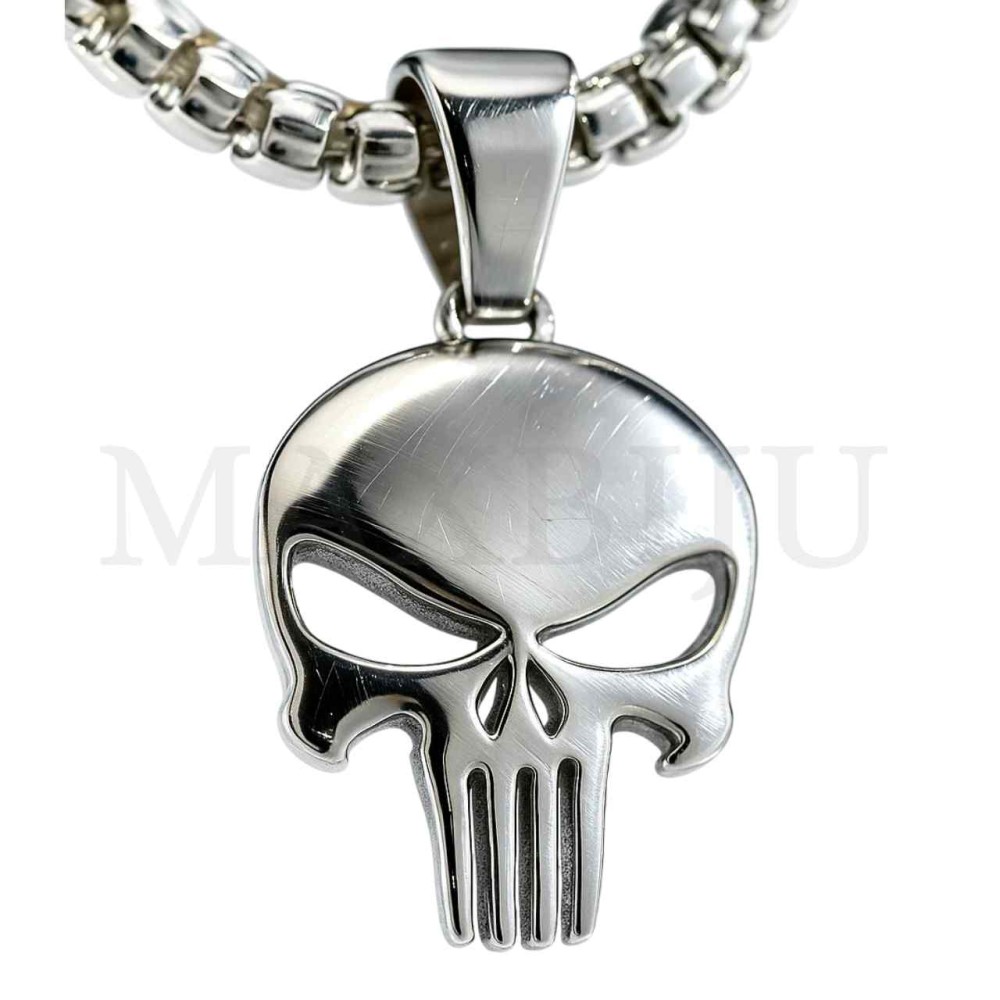 Men Neclace - Stainless 
Steel Skull Pendant 25x41mm