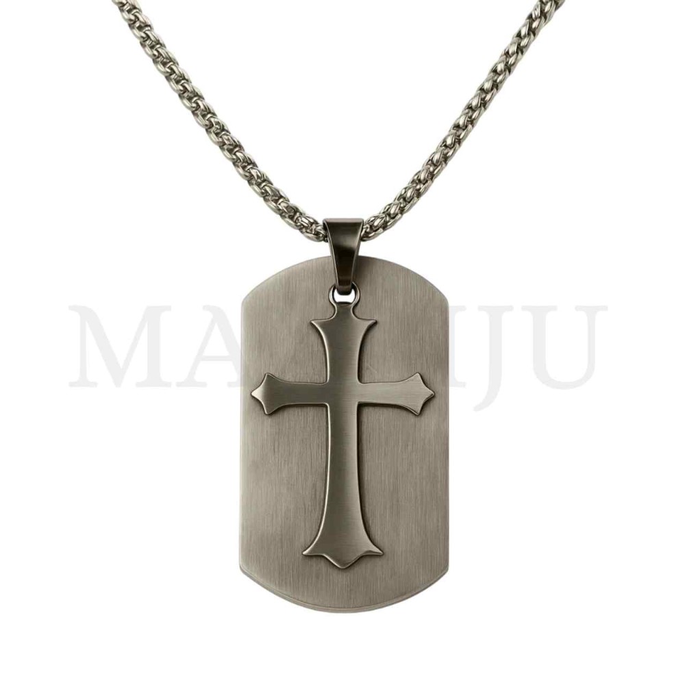 Men Neclace - Stainless 
Steel Cross Pendant 28x50mm