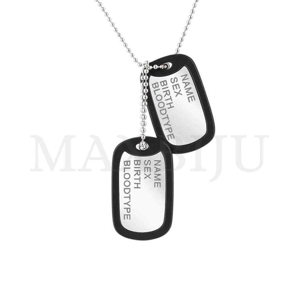 Men Neclace - Stainless 
Steel Double Credentials Pendant 32x52mm