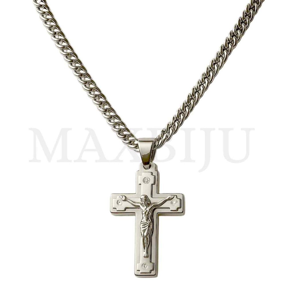 Men Neclace - Stainless 
Steel Cross Pendant 30x50mm