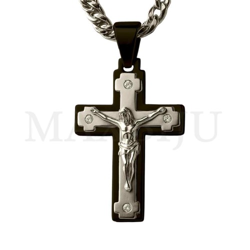 Men Neclace - Stainless 
Steel Cross Pendant 30x50mm