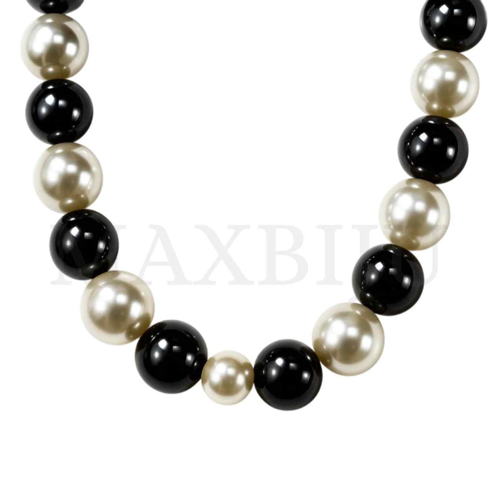 Pearl Necklace Black and White 20mm