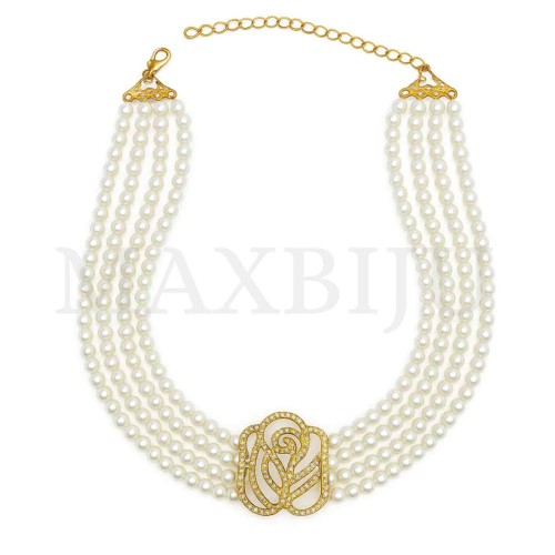 Triple Metal Pearl Necklace Rose