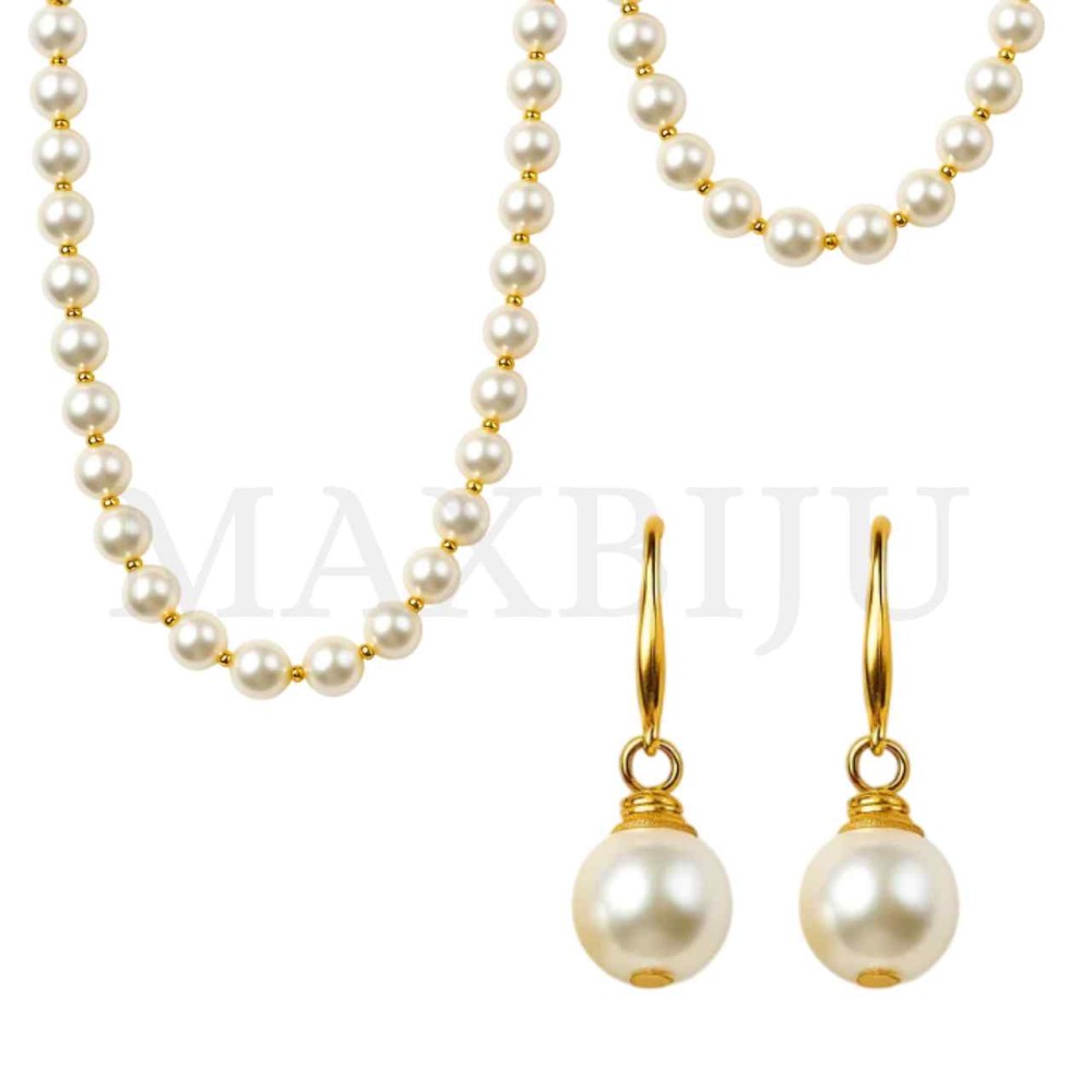 Pearl Necklace, Bracelet 
and Earrings Set