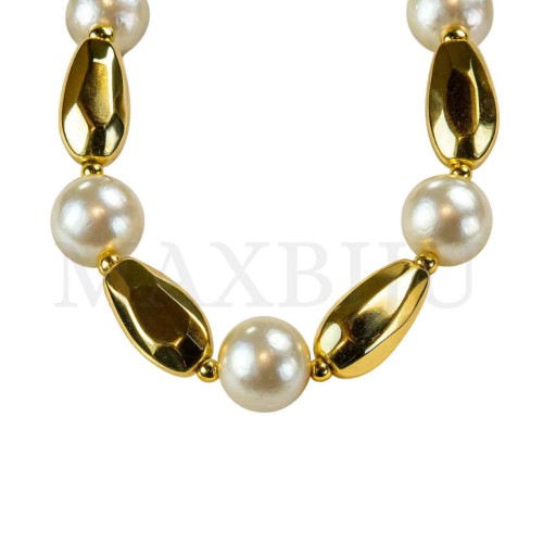 Metal Pearl Necklace 