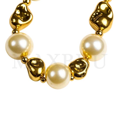 Metal Pearl Necklace 