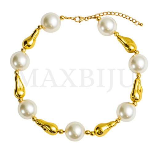 Metal Pearl Necklace 