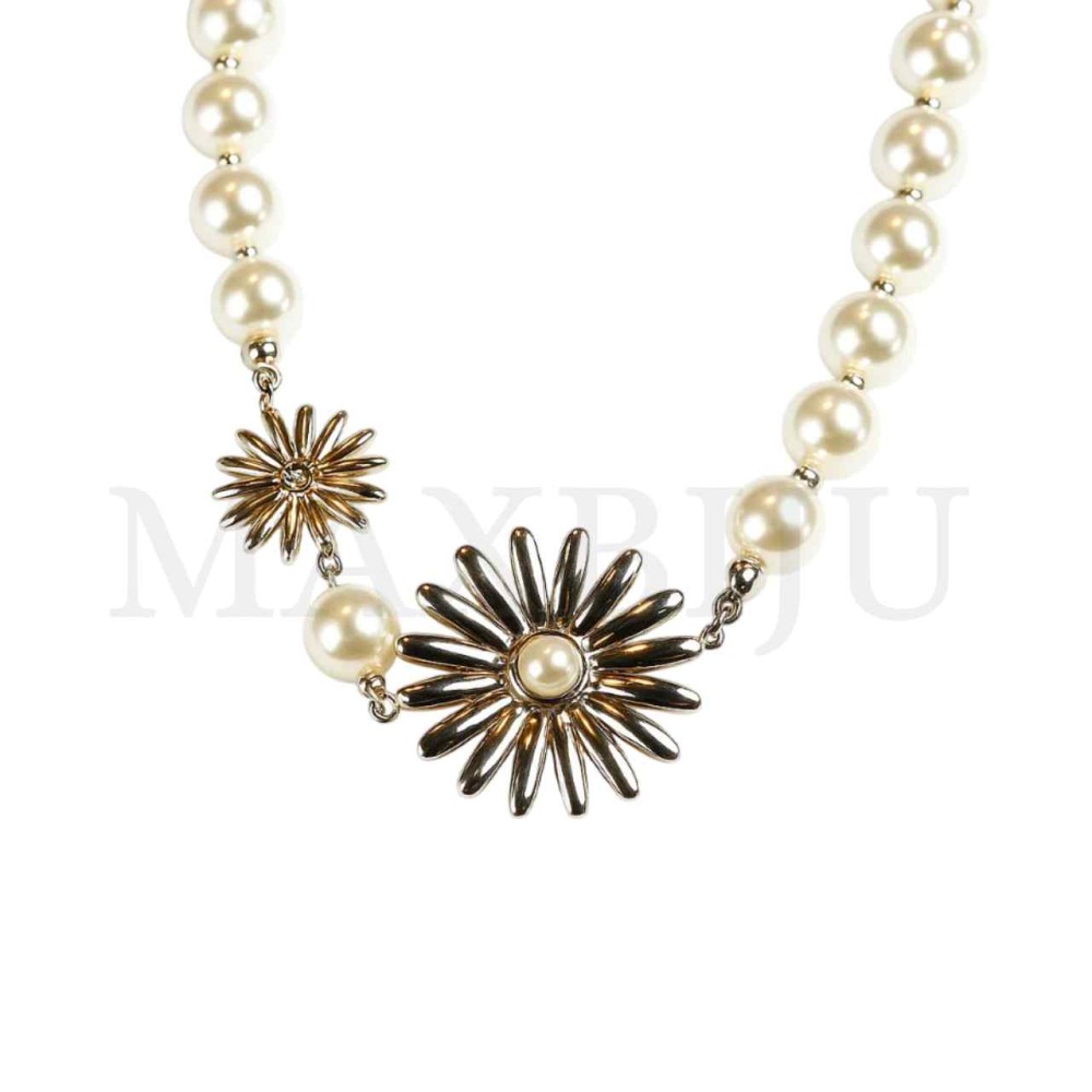 Metal Pearl Necklace Flower