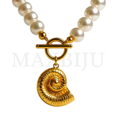 Stainless Steel Pearl Necklace Shell