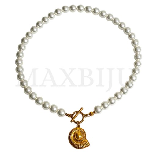 Stainless Steel Pearl Necklace Shell