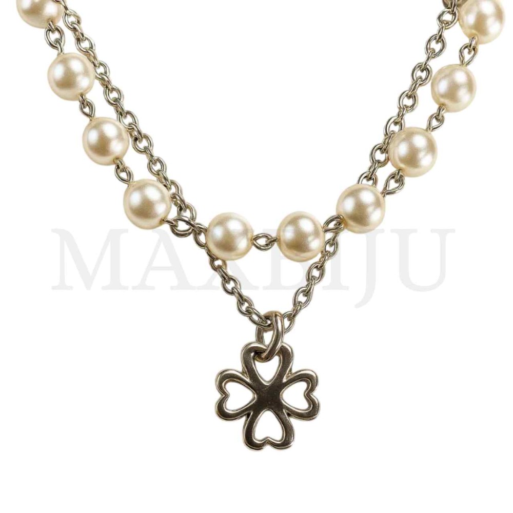Stainless Steel Pearl Necklace Clover