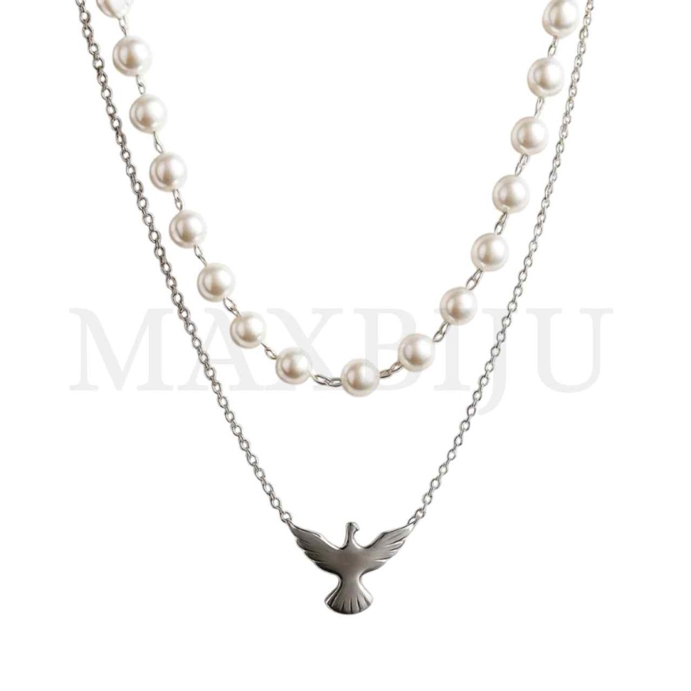 Stainless Steel Pearl Necklace Dove