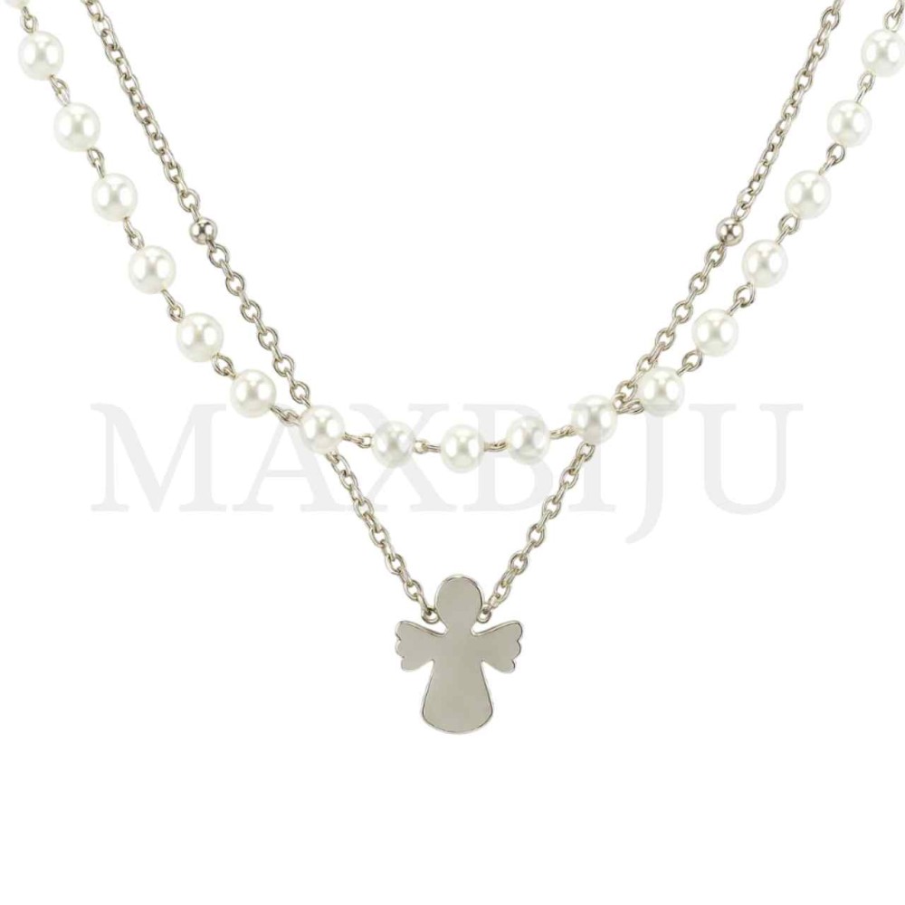 Stainless Steel Pearl Necklace Angel