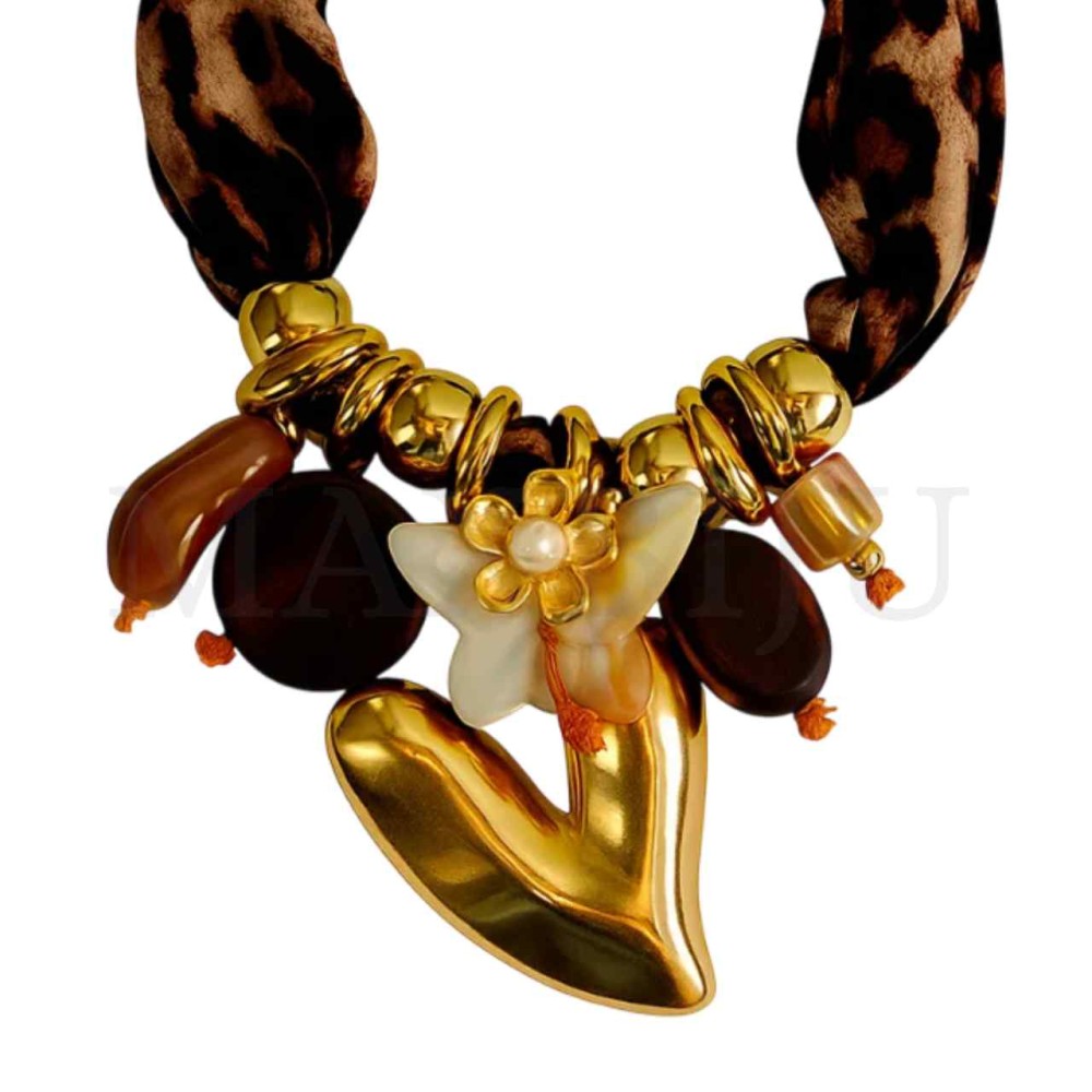 Resin Necklace - Scarf Necklace with Resin Pendants