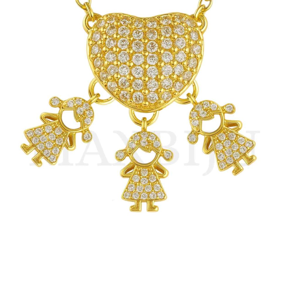 Rhodium Necklace - 3 Girls