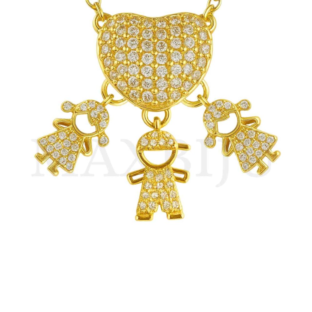 Rhodium Necklace - 1 Boy and 2 Girls