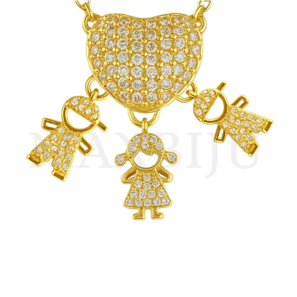 Rhodium Necklace - 1 Girl and 2 Boys